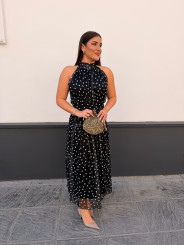 Vestido Cuello halter lunar negro