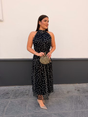 Vestido Cuello halter lunar negro