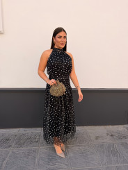 Vestido Cuello halter lunar negro