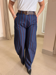 Pantalon rayas tipo balloon azul/tinto