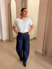 Pantalon rayas tipo balloon azul/tinto