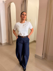 Pantalon rayas tipo balloon azul/tinto