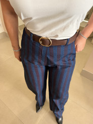 Pantalon rayas tipo balloon azul/tinto