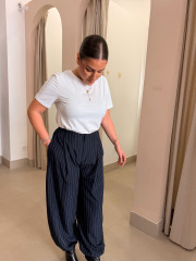 Pantalon globo raya diplomatica azul