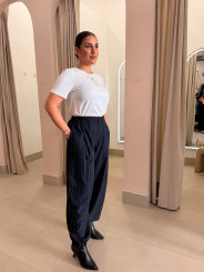 Pantalon globo raya diplomatica azul