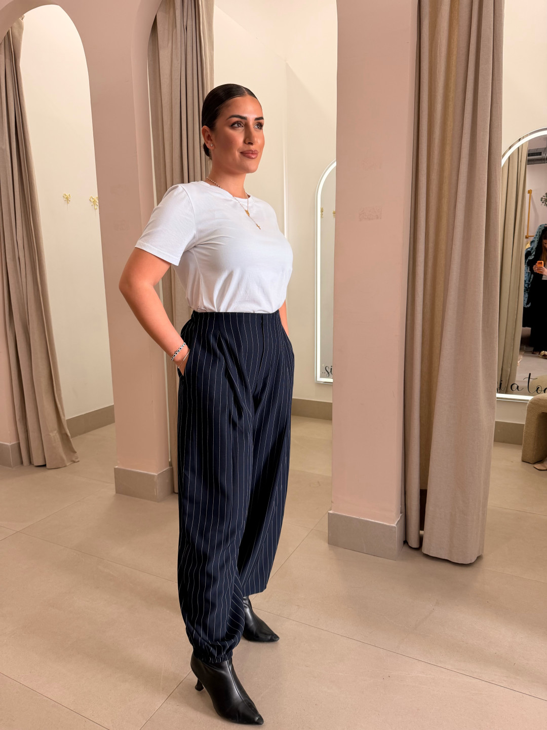 Pantalon globo raya diplomatica azul