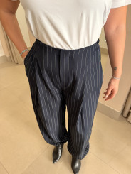 Pantalon globo raya diplomatica azul
