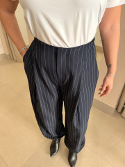Pantalon globo raya diplomatica azul