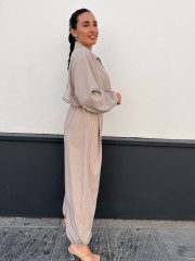 Pantalon globo raya diplomatica camel