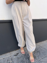 Pantalon globo raya diplomatica beige