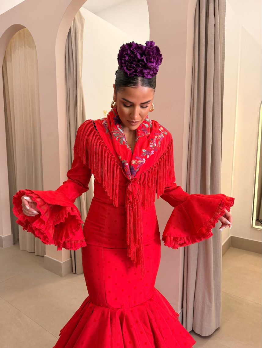 vestido abril rojo lunar rojo