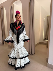 Vestido abril blanco lunar negro