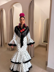 Vestido abril blanco lunar negro