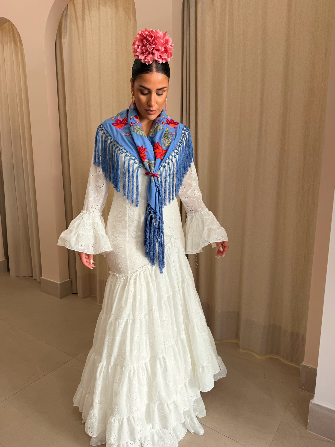 Vestido perforado blanco