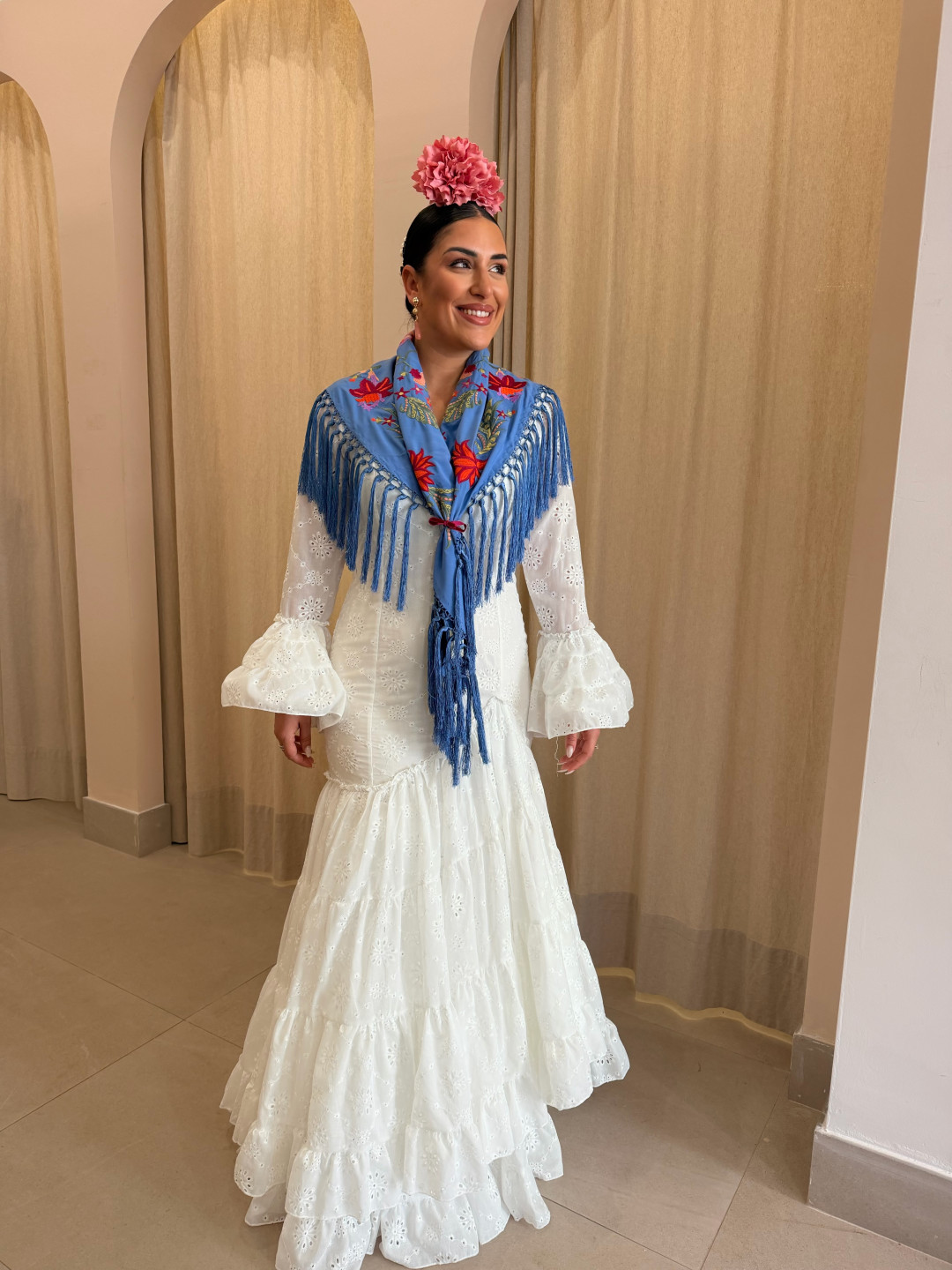 Vestido perforado blanco