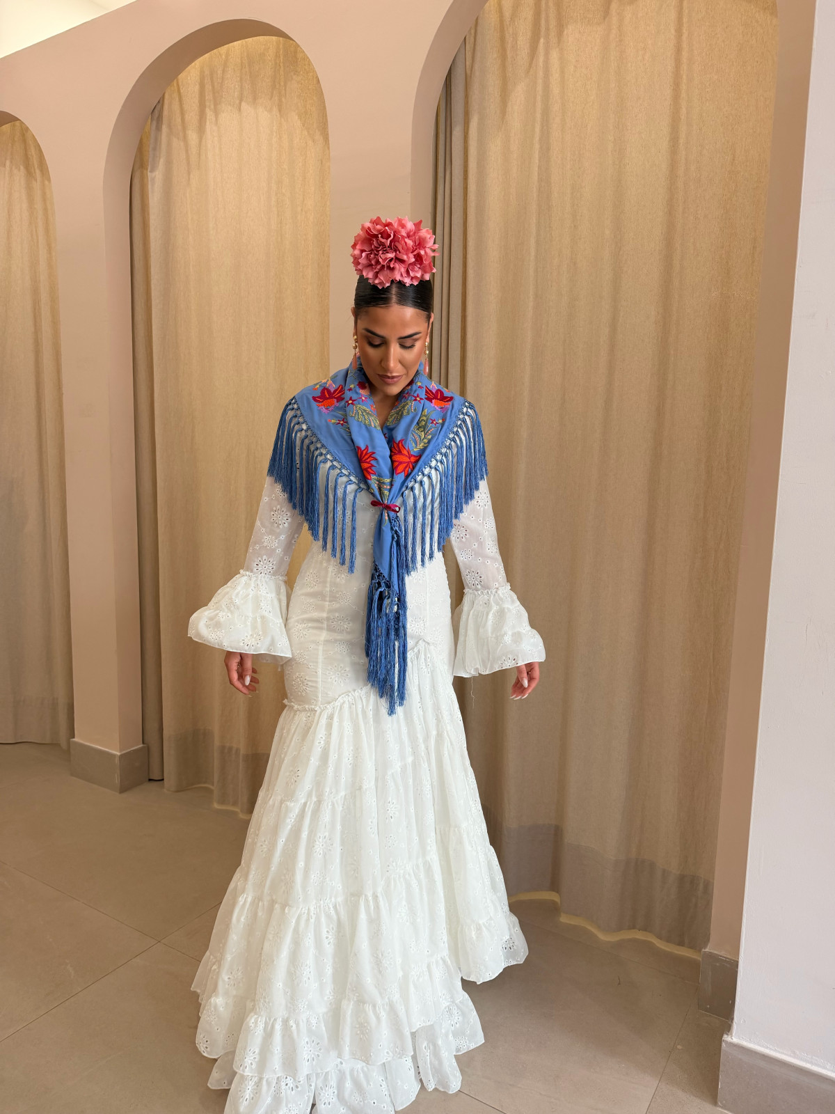 Vestido perforado blanco