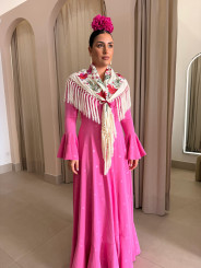 Manton Hinojo blanco con flores