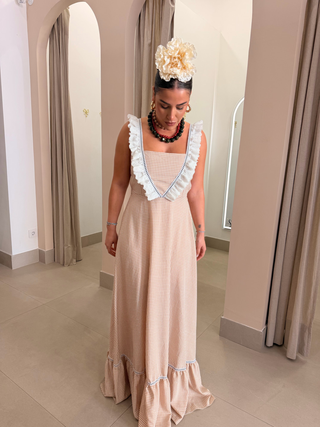 Bata vichy tira bordada