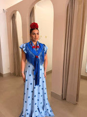 Manton Villamanrique azul con flores