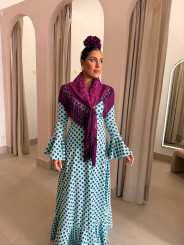 Manton unicolor bordado bugambilla/morado