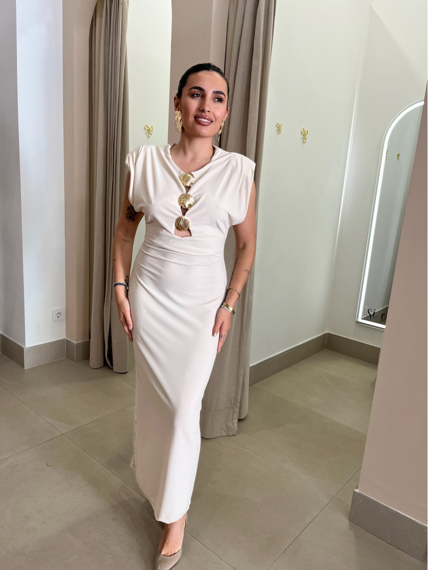 Vestido concha beige