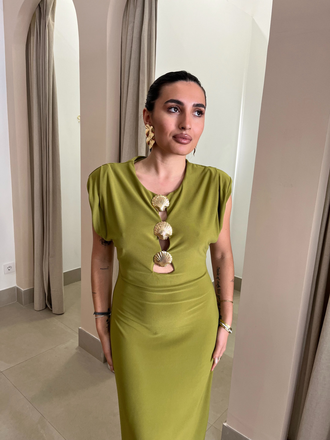 vestido concha verde