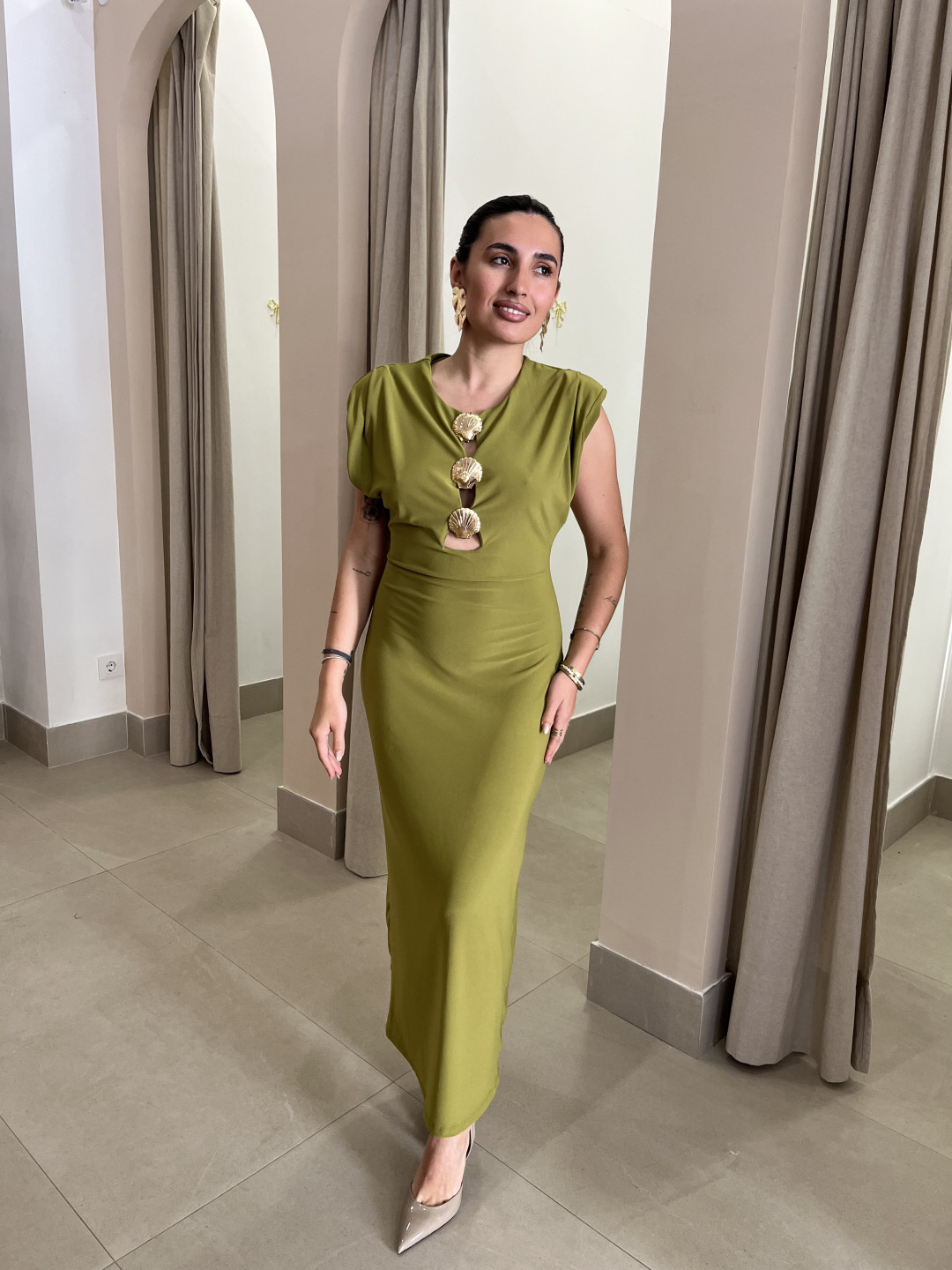 vestido concha verde