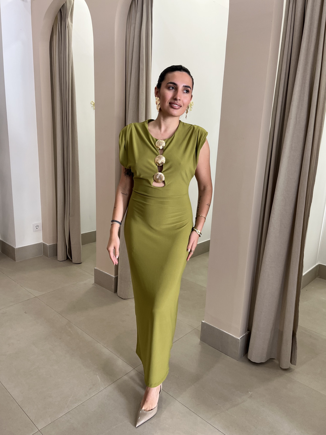 vestido concha verde