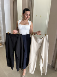 Pantalon barrel detalle cruzado