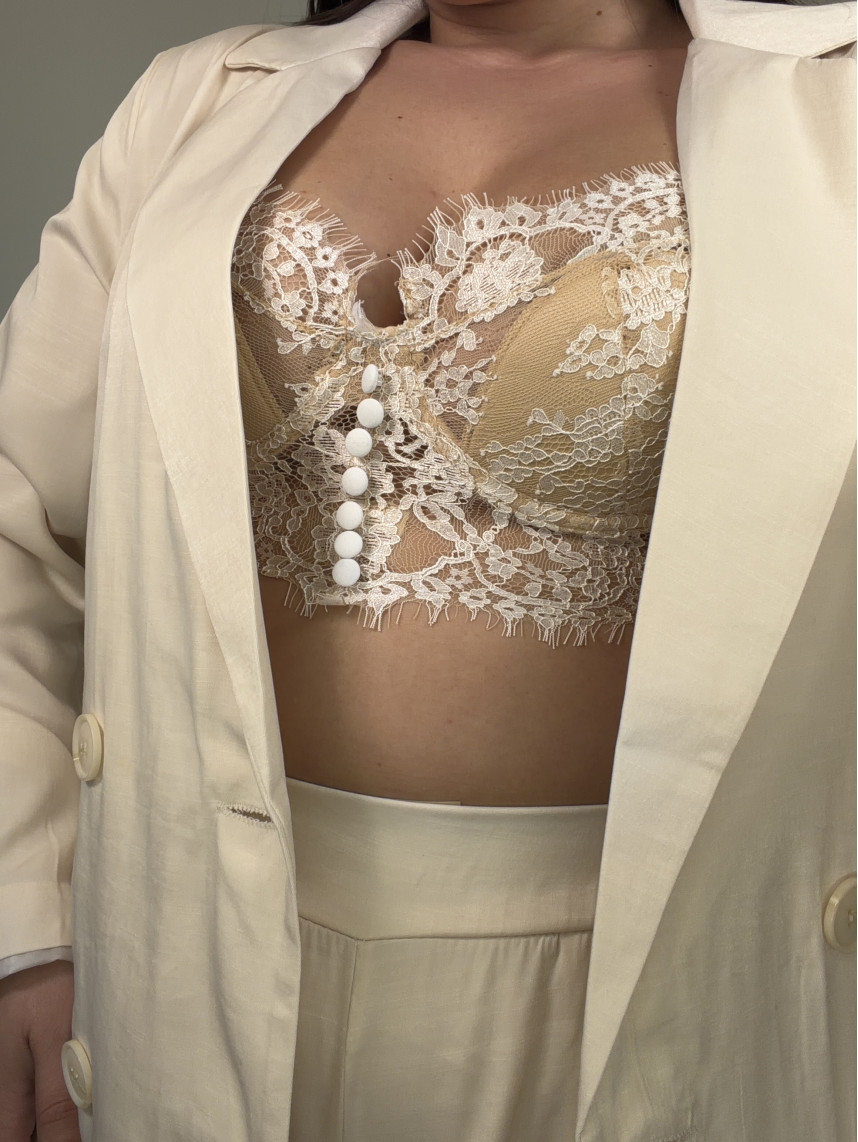 Bralette encaje beige