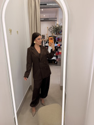 Pantalon globo seda marron