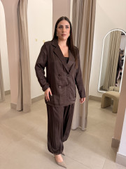 Pantalon globo seda marron