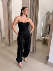 Pantalon globo seda negro