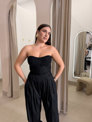 Pantalon globo seda negro