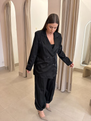 Pantalon globo seda negro