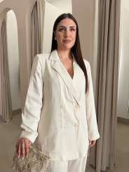 Pantalon globo seda beige