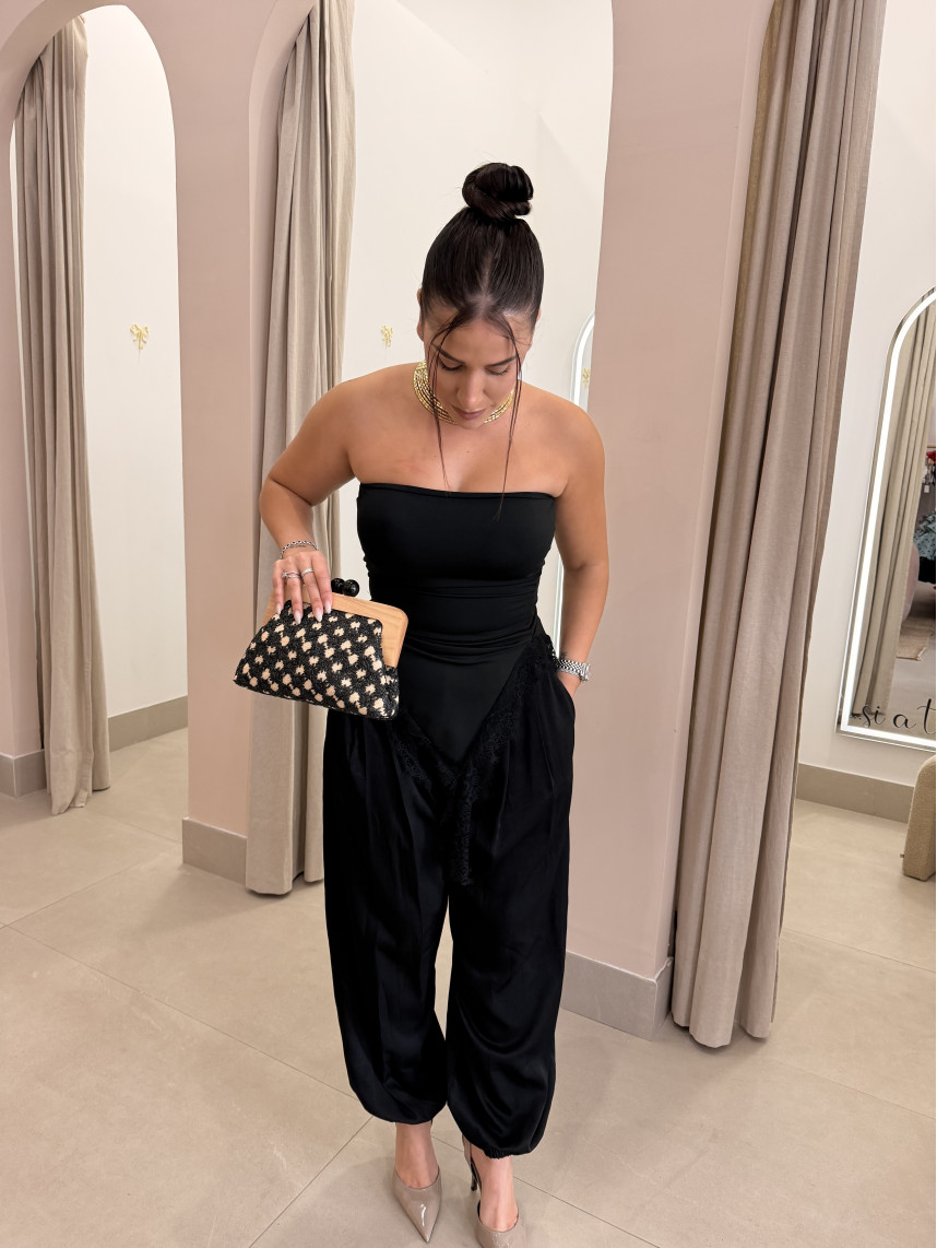 Pantalon globo seda negro