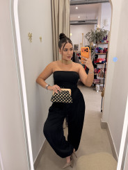 Top asimetrico encaje negro