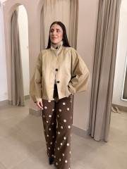 Chaqueta manga abullonada beige