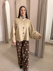 Chaqueta manga abullonada beige