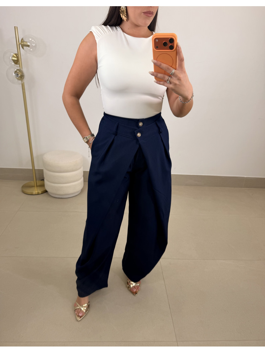 Pantalon cruzado doble viral azul