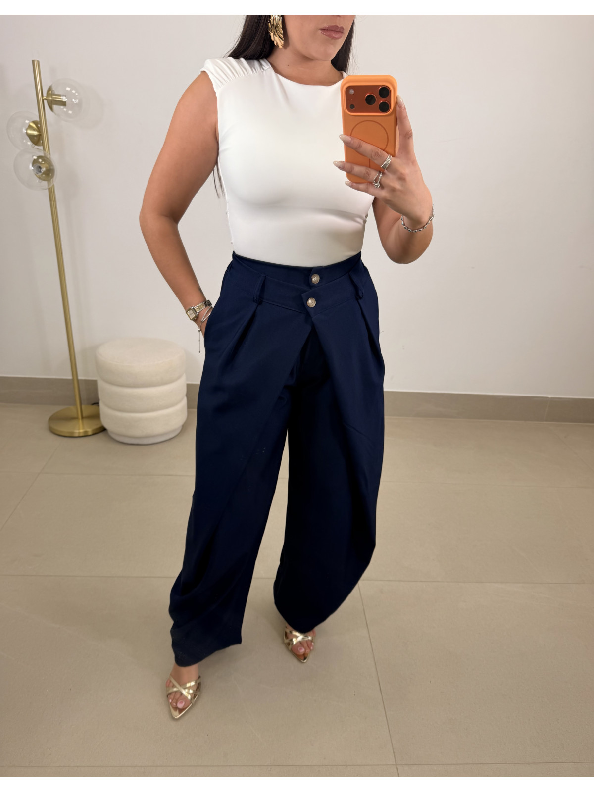 Pantalon cruzado doble viral azul