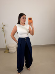Pantalon cruzado doble viral azul