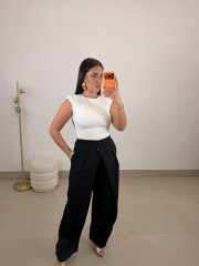 pantalon cruzado doble viral negro