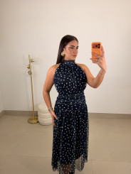 Vestido lunar cuello halter azul