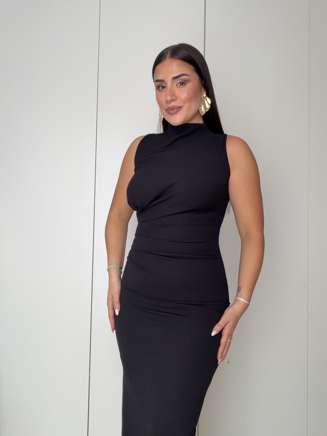 Vestido largo detalle drapeado