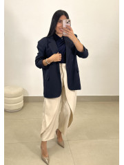 Pantalon barrel detalle cruzado beige