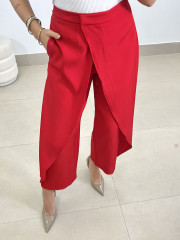 Pantalon barrel detalle cruzado rojo