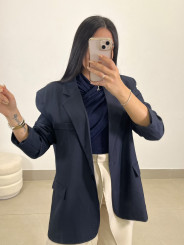 Top efecto brillos drapeado azul marino