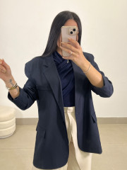 Top efecto brillos drapeado azul marino